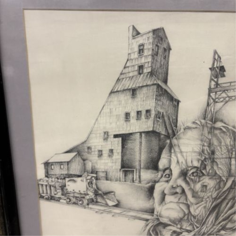 Judy Haskins Davis, Quincy Mine Memories, Graphite Drawing, 1993