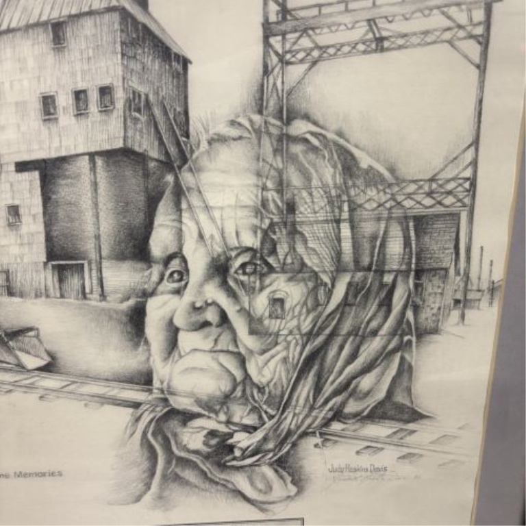 Judy Haskins Davis, Quincy Mine Memories, Graphite Drawing, 1993