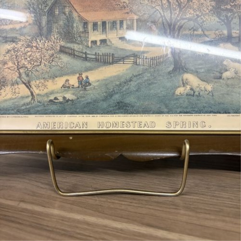 A Pair of Framed Currier and Ives American Homestead Prints, Spring and Winter