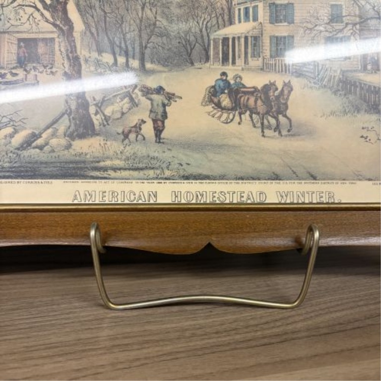 A Pair of Framed Currier and Ives American Homestead Prints, Spring and Winter