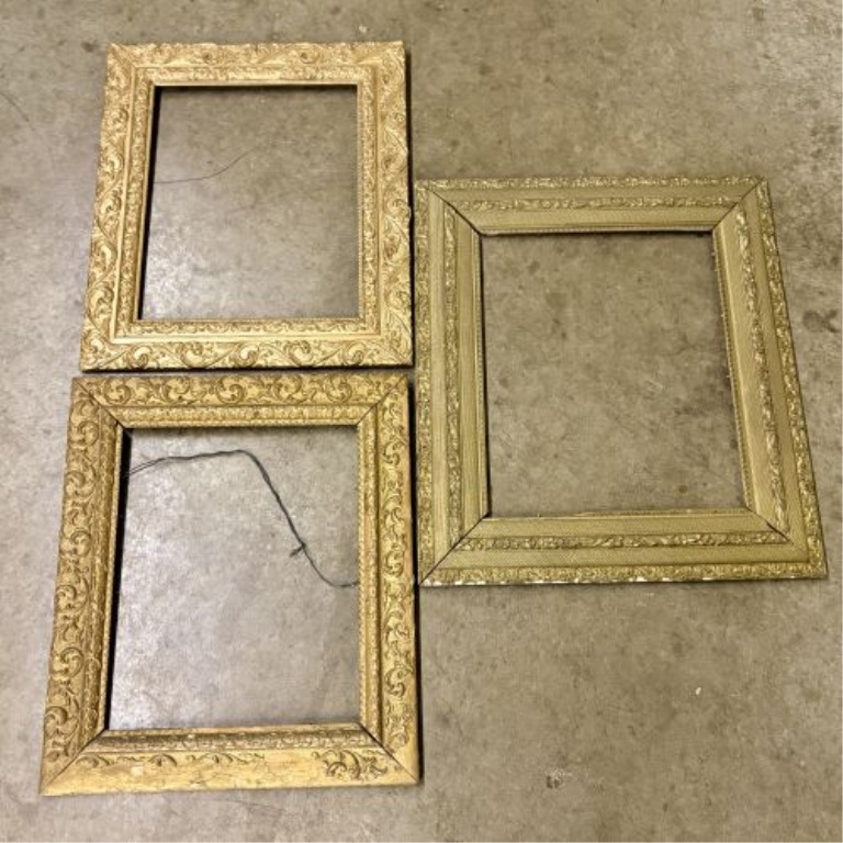 Set of Three Antique Victorian Style Gilded Wood and Gesso Picture Frames