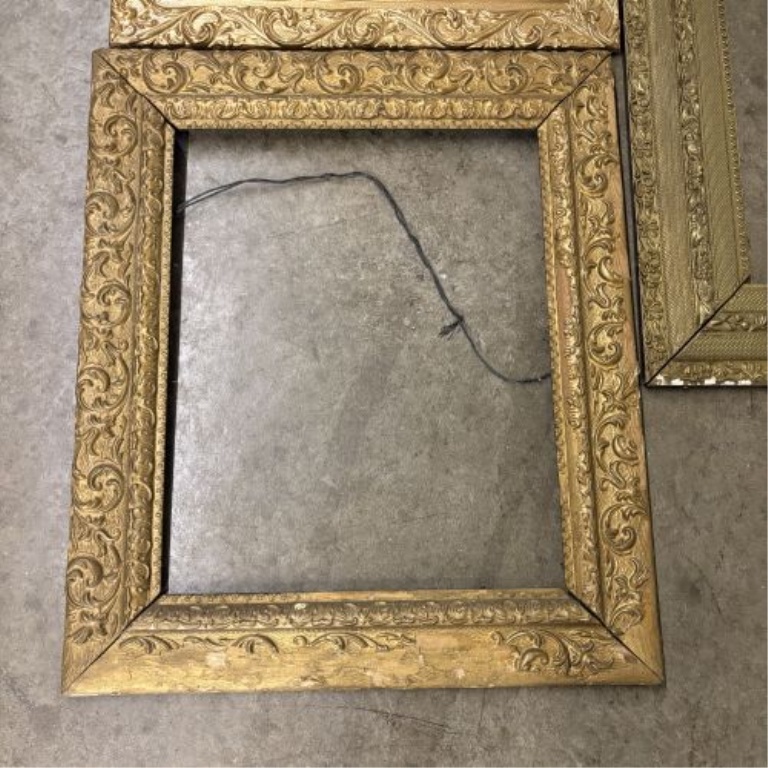 Set of Three Antique Victorian Style Gilded Wood and Gesso Picture Frames