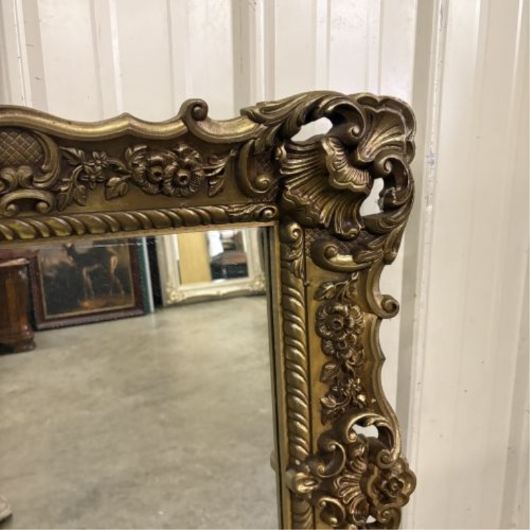 Large Late 20th Century Ornate Rococo Revival Style Gilt Wall Mirror