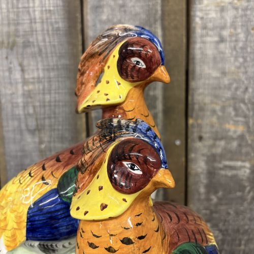 Fitz and Floyd Autumn Bounty Ceramic Pheasant Pair Figurine