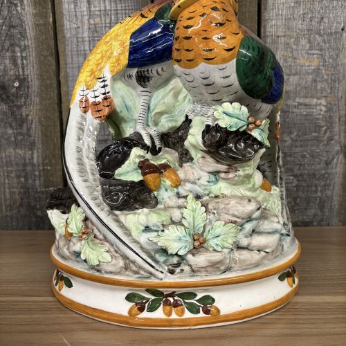 Fitz and Floyd Autumn Bounty Ceramic Pheasant Pair Figurine