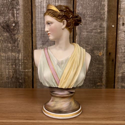 Polychrome Painted Bisque Porcelain Bust of Artemis