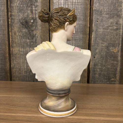 Polychrome Painted Bisque Porcelain Bust of Artemis