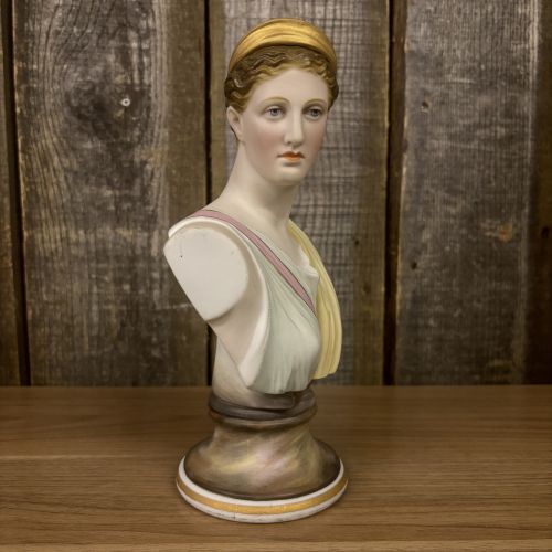 Polychrome Painted Bisque Porcelain Bust of Artemis
