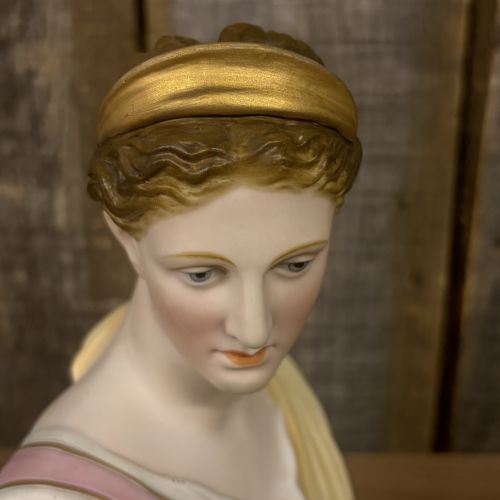 Polychrome Painted Bisque Porcelain Bust of Artemis