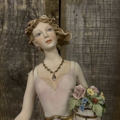 Vittorio Sabadin Capodimonte Porcelain Lady with Cornucopia Figurine