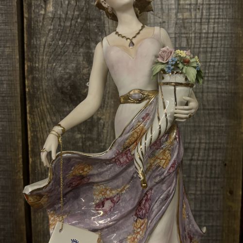 Vittorio Sabadin Capodimonte Porcelain Lady with Cornucopia Figurine