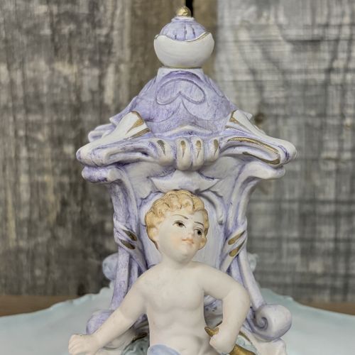 Rococo Style Porcelain Figural Cherub Double Centerpiece