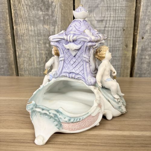 Rococo Style Porcelain Figural Cherub Double Centerpiece