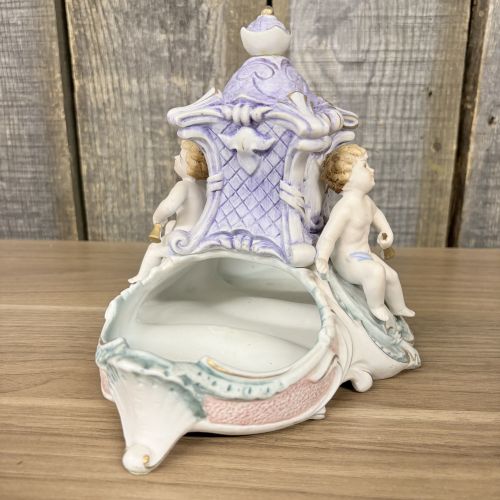 Rococo Style Porcelain Figural Cherub Double Centerpiece