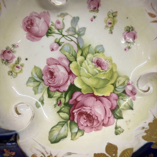 Oscar Schlegelmilch IPF Germany Cobalt Blue and Gilded Porcelain Rose Bowl
