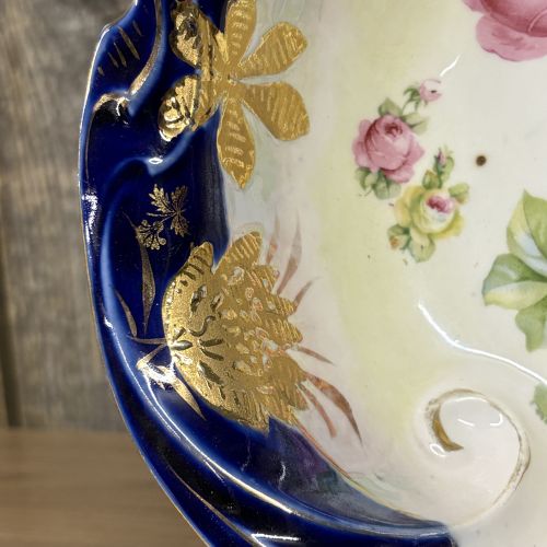Oscar Schlegelmilch IPF Germany Cobalt Blue and Gilded Porcelain Rose Bowl
