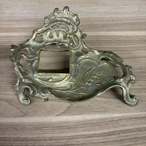 Art Nouveau Cast Brass and Glass Desk Inkstand