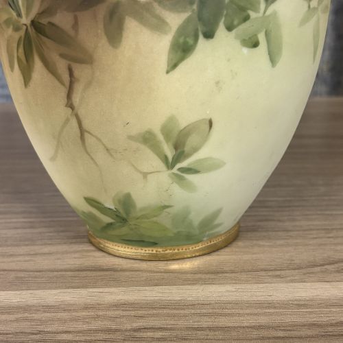 Morimura Brothers Nippon Hand Painted Floral Porcelain Two Handled Vase