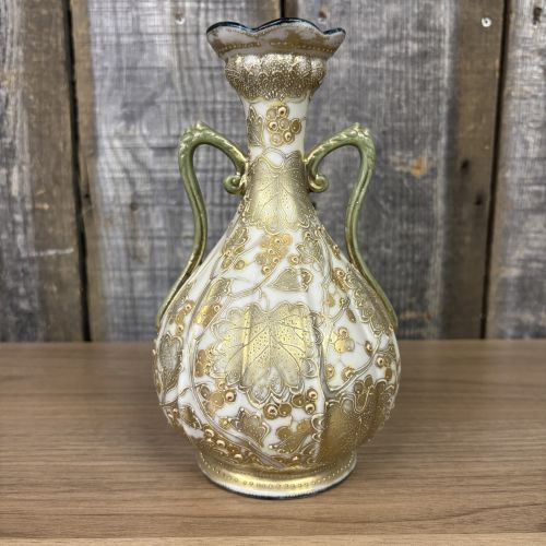Japanese Nippon Era I.E. and C. Co. Moriage Porcelain Twin Handled Vase