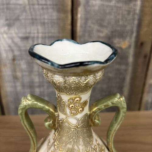 Japanese Nippon Era I.E. and C. Co. Moriage Porcelain Twin Handled Vase