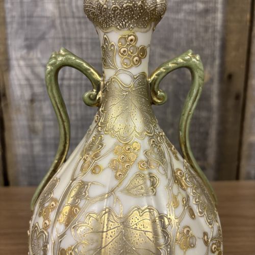 Japanese Nippon Era I.E. and C. Co. Moriage Porcelain Twin Handled Vase