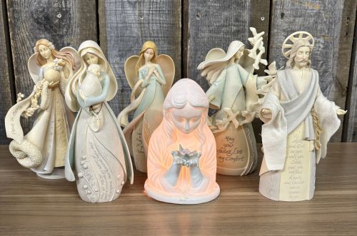 A Set of Six Enesco Foundations Religious and Inspirational Figurines by Karen Hahn