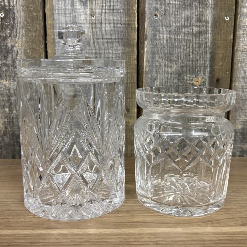 Two Cut Crystal Vessels Including a Waterford Lismore Biscuit Barrel