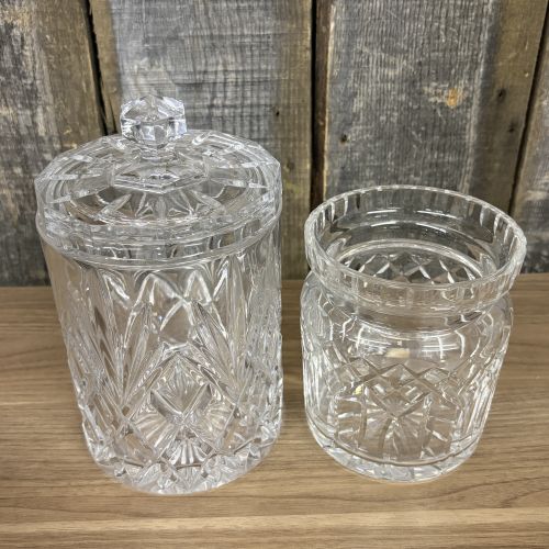 Two Cut Crystal Vessels Including a Waterford Lismore Biscuit Barrel