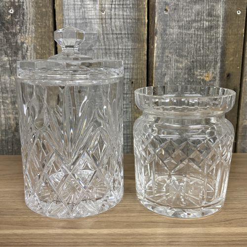 Two Cut Crystal Vessels Including a Waterford Lismore Biscuit Barrel