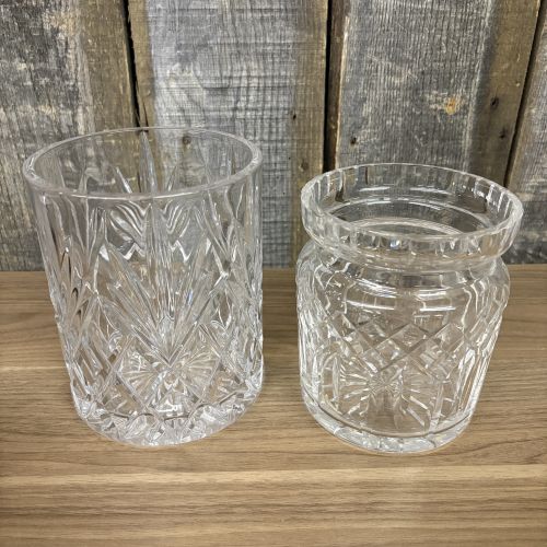 Two Cut Crystal Vessels Including a Waterford Lismore Biscuit Barrel