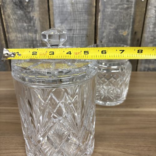Two Cut Crystal Vessels Including a Waterford Lismore Biscuit Barrel
