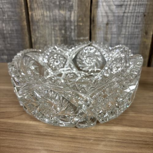 Two Pieces of American Brilliant Period Cut Glass Including Centerpiece Bowl and Handled Nappy