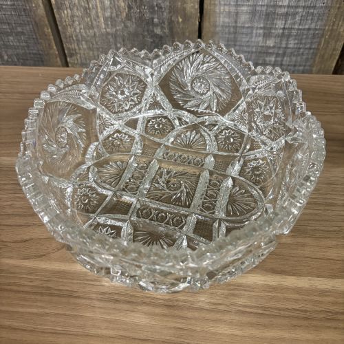 Two Pieces of American Brilliant Period Cut Glass Including Centerpiece Bowl and Handled Nappy