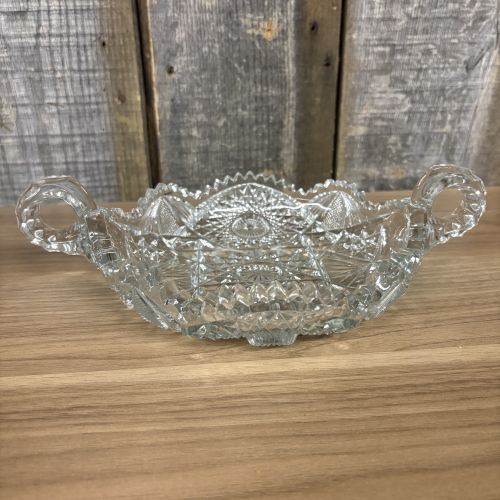Two Pieces of American Brilliant Period Cut Glass Including Centerpiece Bowl and Handled Nappy