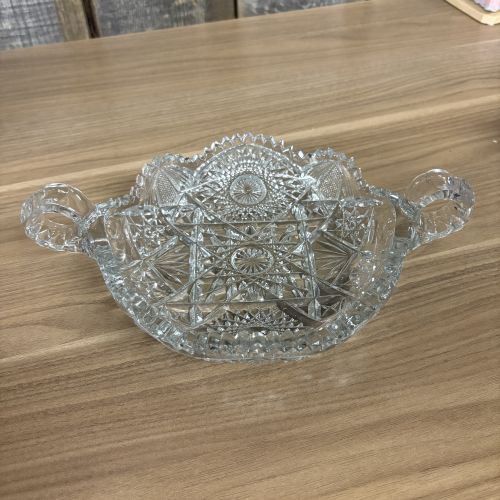 Two Pieces of American Brilliant Period Cut Glass Including Centerpiece Bowl and Handled Nappy