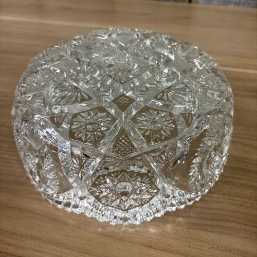 Two Pieces of American Brilliant Period Cut Glass Including Centerpiece Bowl and Handled Nappy