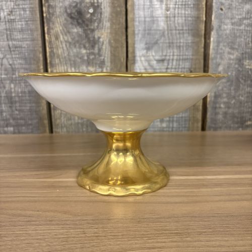 Haas and Cajzek Czech Porcelain Hand Painted Fruit Pedestal Bowl Signed Kelan Webb 1995