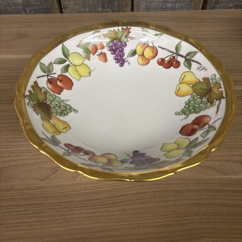 Haas and Cajzek Czech Porcelain Hand Painted Fruit Pedestal Bowl Signed Kelan Webb 1995