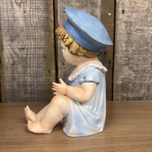Large Antique German Bisque Porcelain Piano Baby Figurine