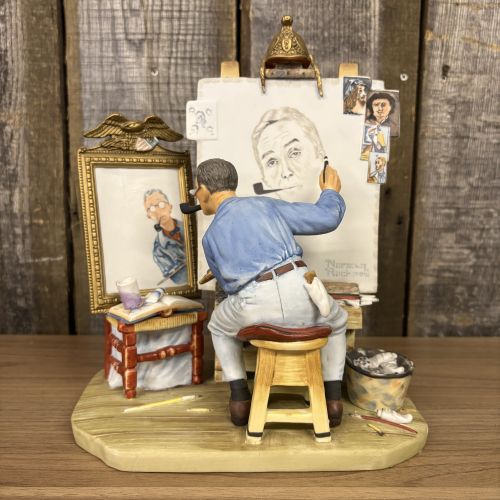 Gorham Norman Rockwell Triple Self Portrait Limited Edition Porcelain Figurine