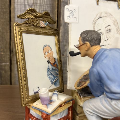 Gorham Norman Rockwell Triple Self Portrait Limited Edition Porcelain Figurine
