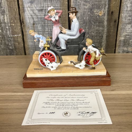 Norman Rockwell Limited Edition Bisque Porcelain Figurine The First Car In Town
