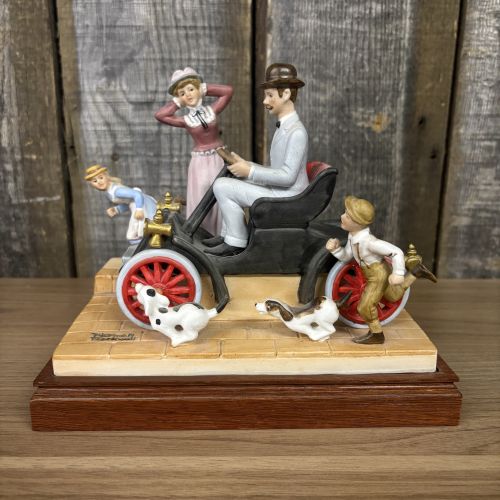 Norman Rockwell Limited Edition Bisque Porcelain Figurine The First Car In Town