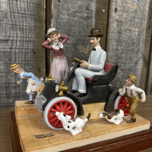 Norman Rockwell Limited Edition Bisque Porcelain Figurine The First Car In Town