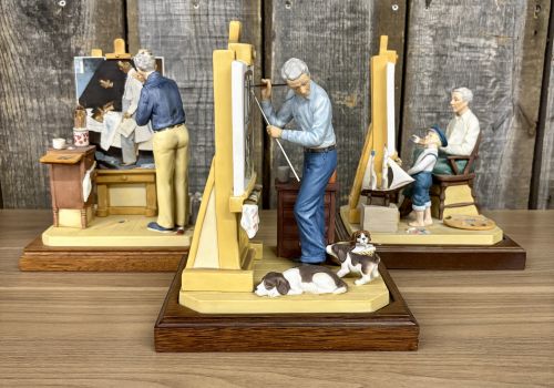 A Trio of Norman Rockwell Museum Limited Edition Bisque Porcelain Figurines