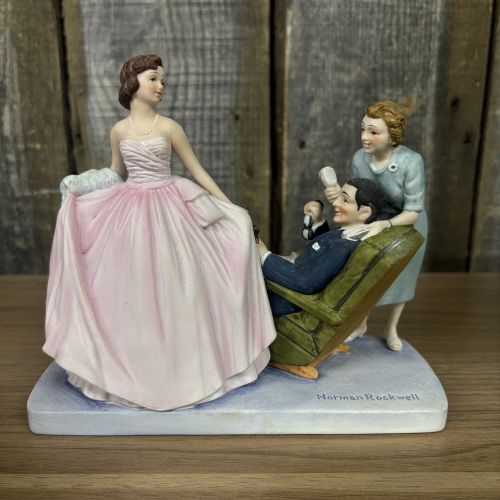 Two Norman Rockwell Museum The American Family Series Bisque Porcelain Figurines