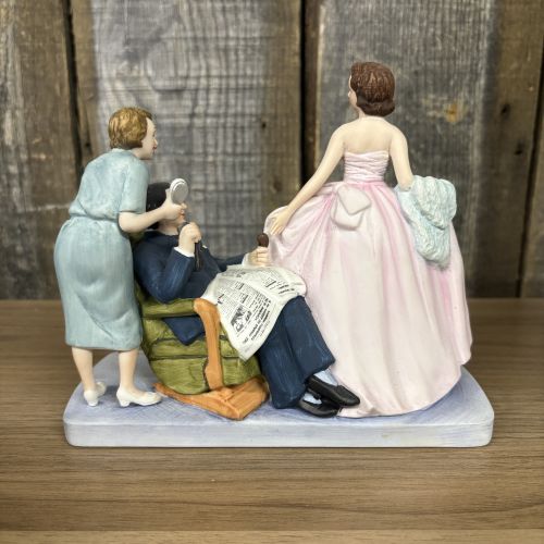 Two Norman Rockwell Museum The American Family Series Bisque Porcelain Figurines