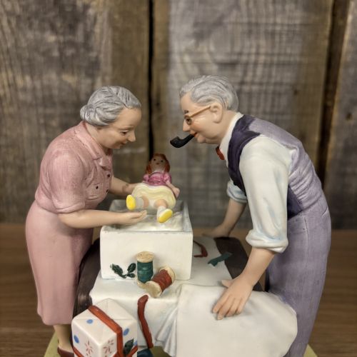 Two Norman Rockwell Museum The American Family Series Bisque Porcelain Figurines