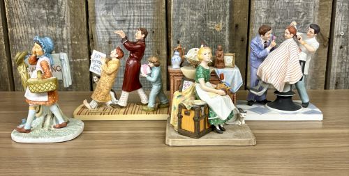 A Collection of Four Norman Rockwell Inspired Porcelain Figurines by Gorham and The Norman Rockwell Museum