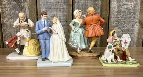 A Collection of Norman Rockwell Inspired Bisque Porcelain Figurines by Gorham and The Norman Rockwell Museum
